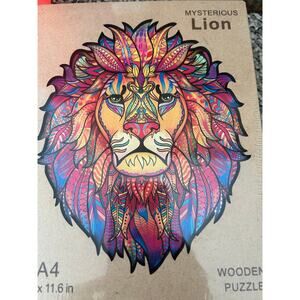 Mysterious Wooden Puzzle Lion  8.2 " X 11.6 "